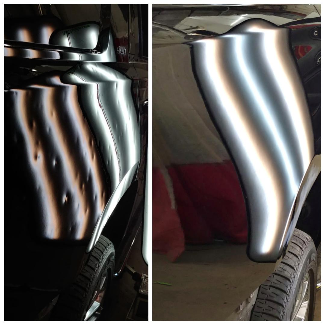 Before and after paintless dent repair at Dent Busters Tucson, Arizona